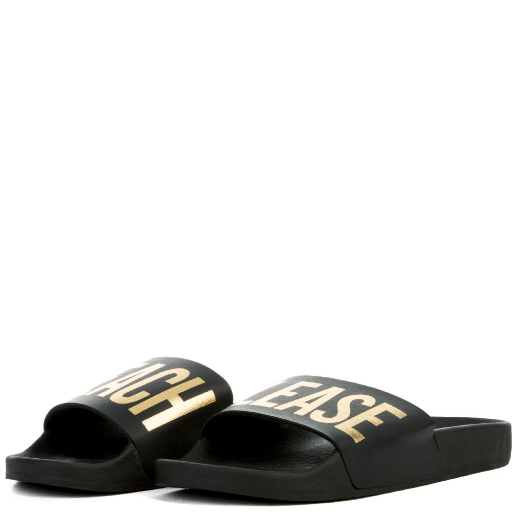 THE BEACH PLEASE SLIDES IN BLACK AND GOLD 4 THE BEACH PLEASE SLIDES IN BLACK AND GOLD