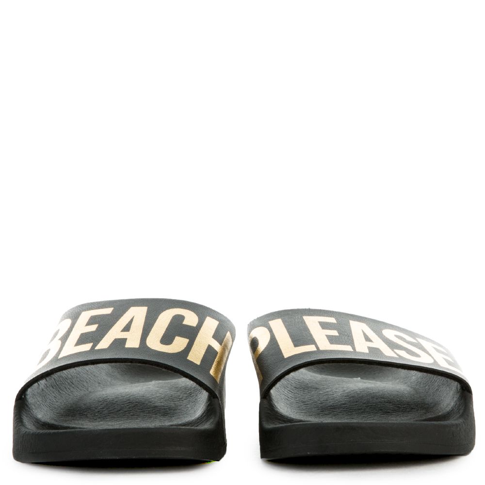 THE BEACH PLEASE SLIDES IN BLACK AND GOLD 7 THE BEACH PLEASE SLIDES IN BLACK AND GOLD