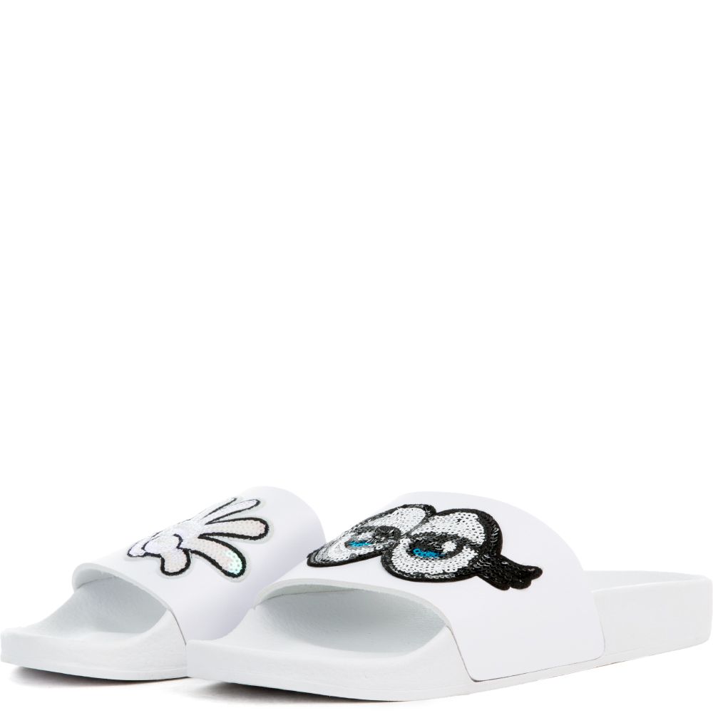 THE WHAT UP BRO SLIDES IN WHITE AND BLACK