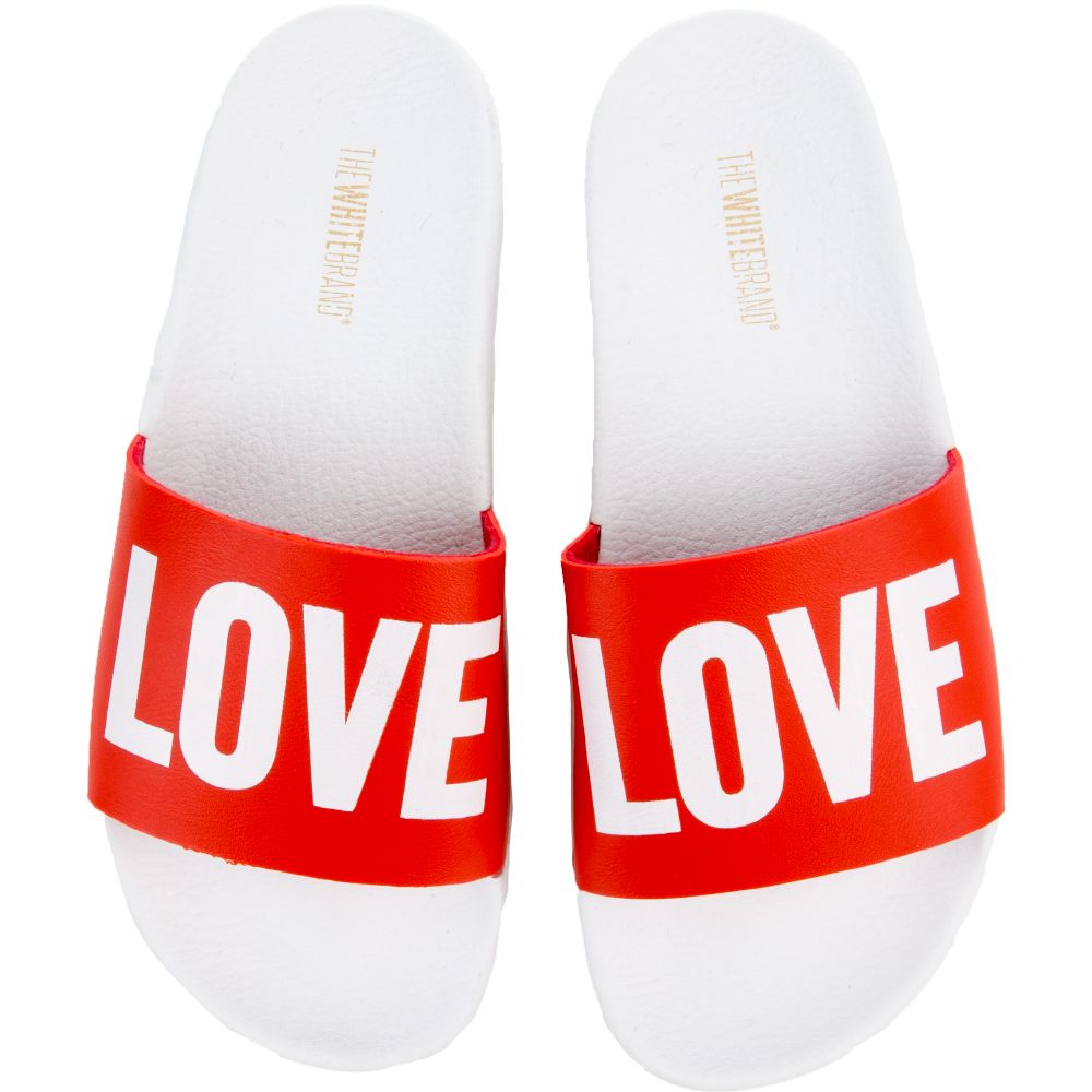 THE LOVE SLIDES IN WHITE AND RED