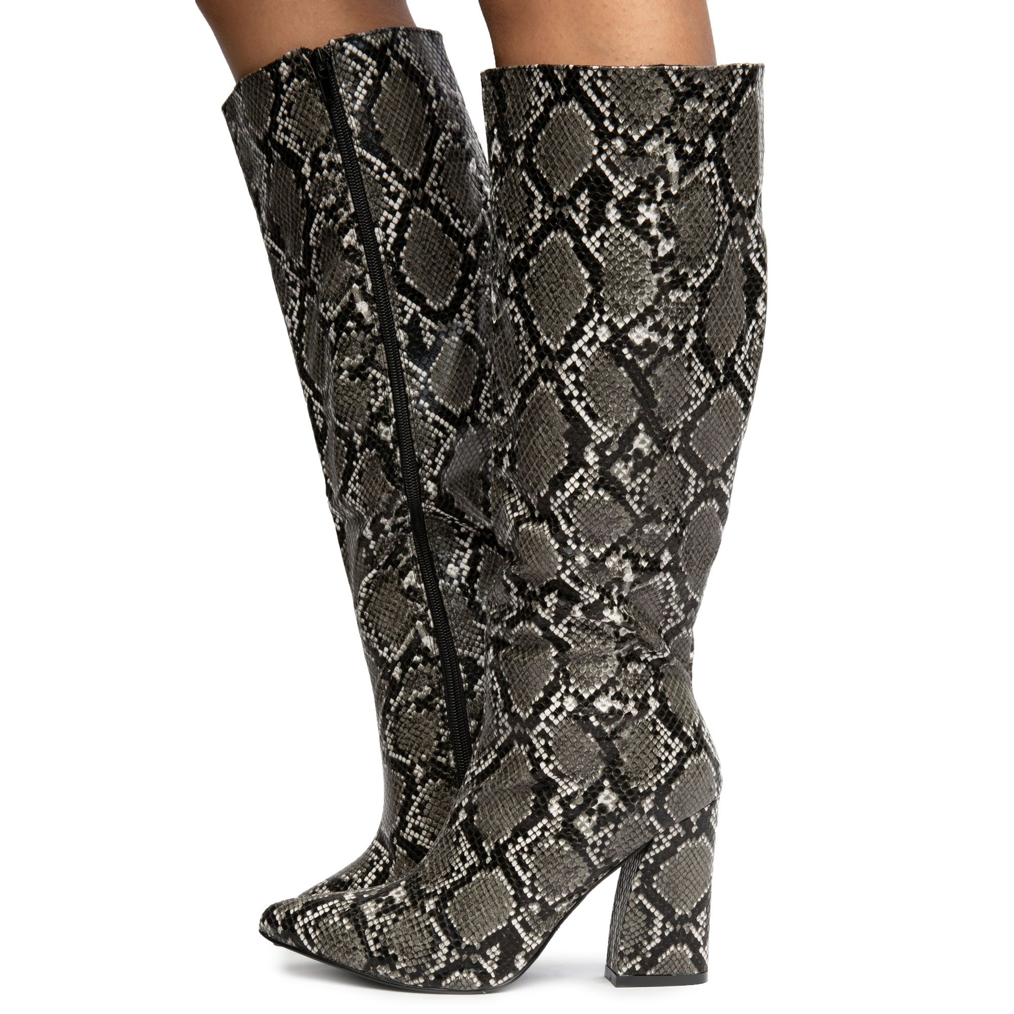 DESI-3 MID-CALF SNAKE BOOTS