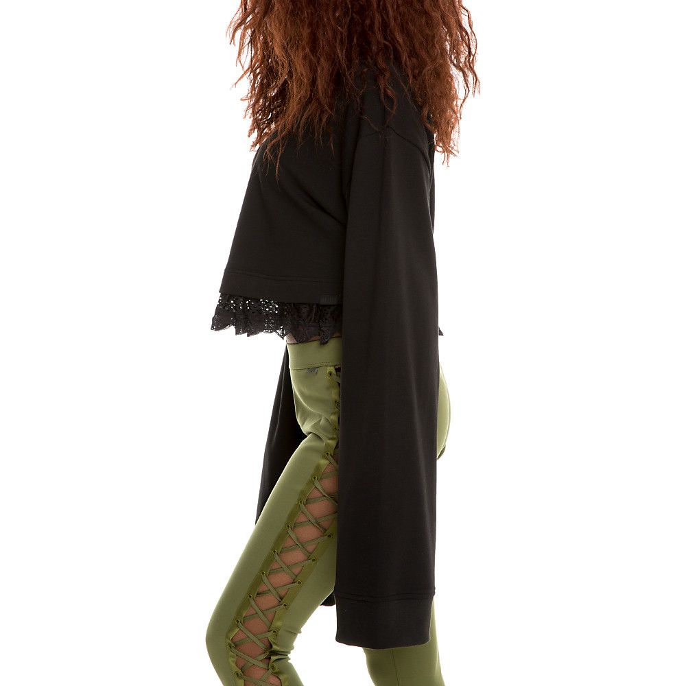 Women's Cropped Long Sleeve Tee COTTON BLACK