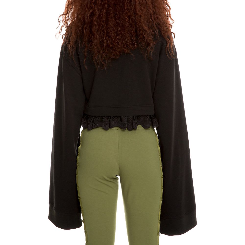 Women's Cropped Long Sleeve Tee COTTON BLACK 3 Women's Cropped Long Sleeve Tee COTTON BLACK