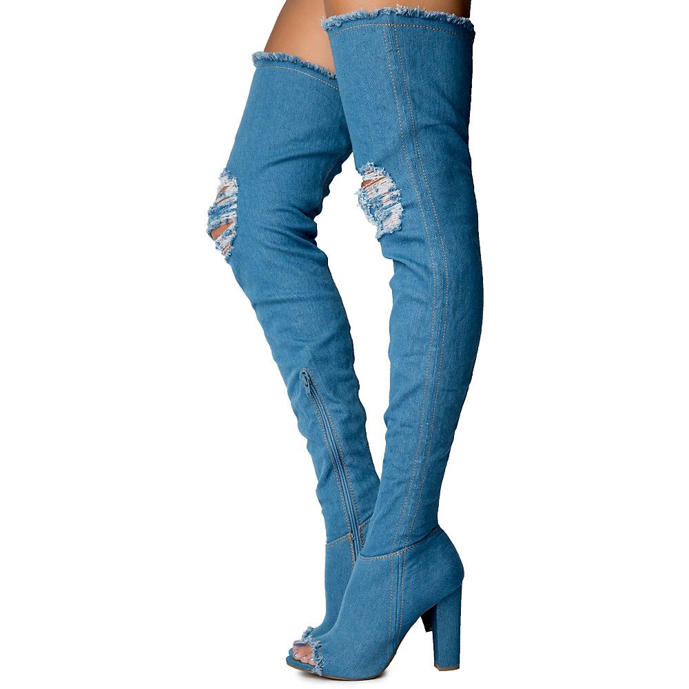 Limelight-60S Over The Knee Boot Blue