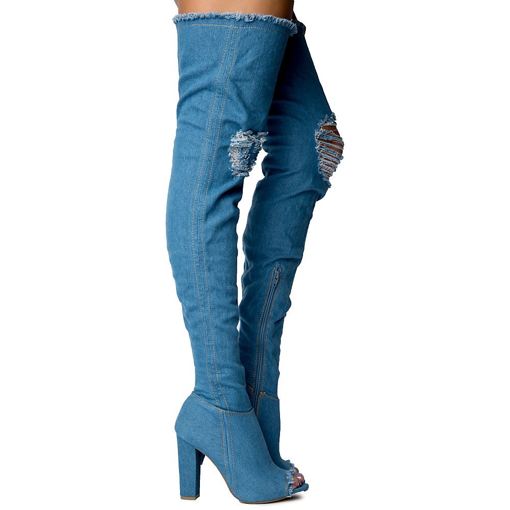 Limelight-60S Over The Knee Boot Blue