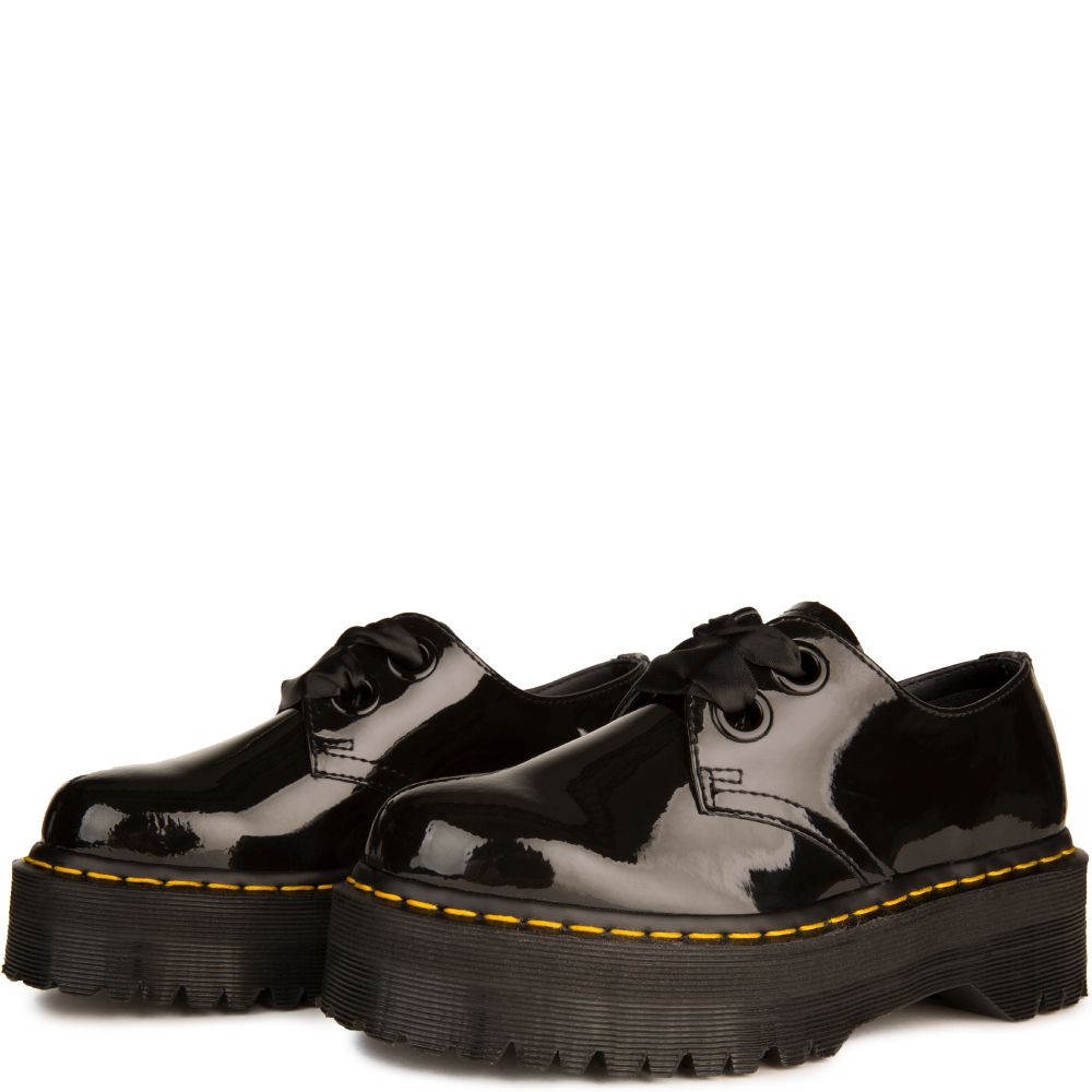 DR. MARTENS FOR WOMEN: HOLLY PATENT PLATFORM OXFORDS 3 DR. MARTENS FOR WOMEN: HOLLY PATENT PLATFORM OXFORDS