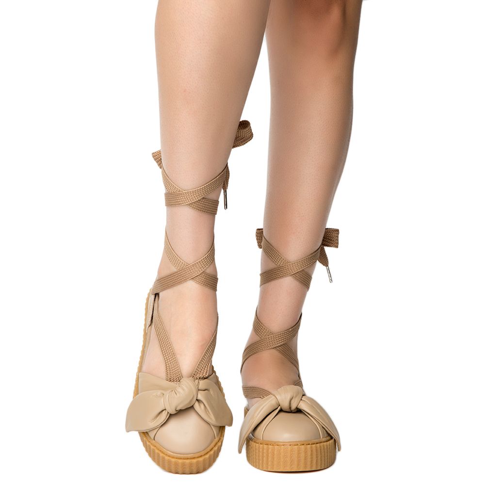 Womens Bow Creeper Sandal Natural-Natural-Oatmeal 5 Womens Bow Creeper Sandal Natural-Natural-Oatmeal