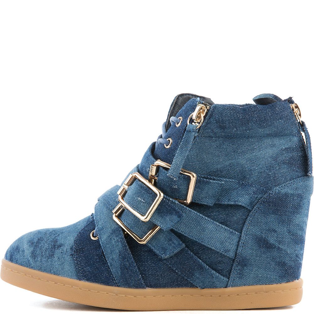 Biggie Hidden Wedge Casual Sneaker Washed Denim/Gum