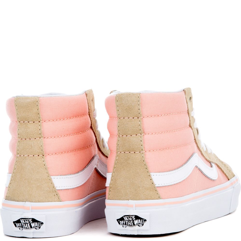 The Women's Sk8-Hi Lite in Pale Khaki and True White Khaki/ Pink