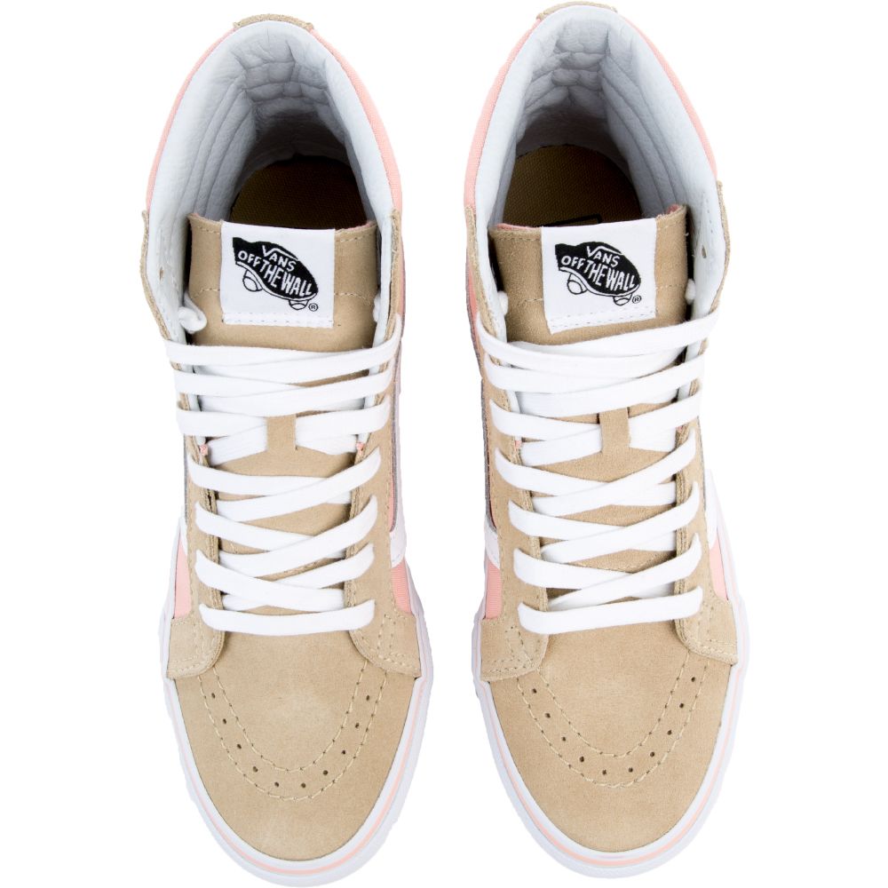 The Women's Sk8-Hi Lite in Pale Khaki and True White Khaki/ Pink