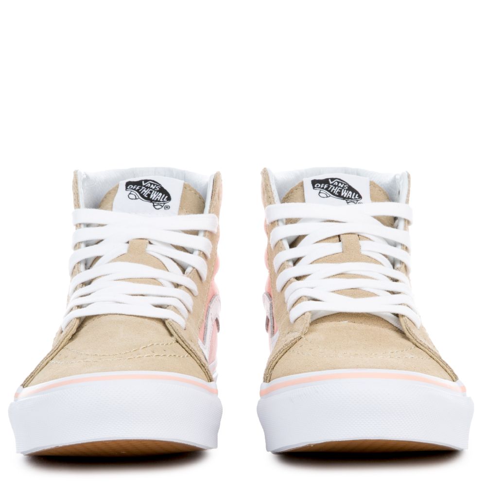 The Women's Sk8-Hi Lite in Pale Khaki and True White Khaki/ Pink