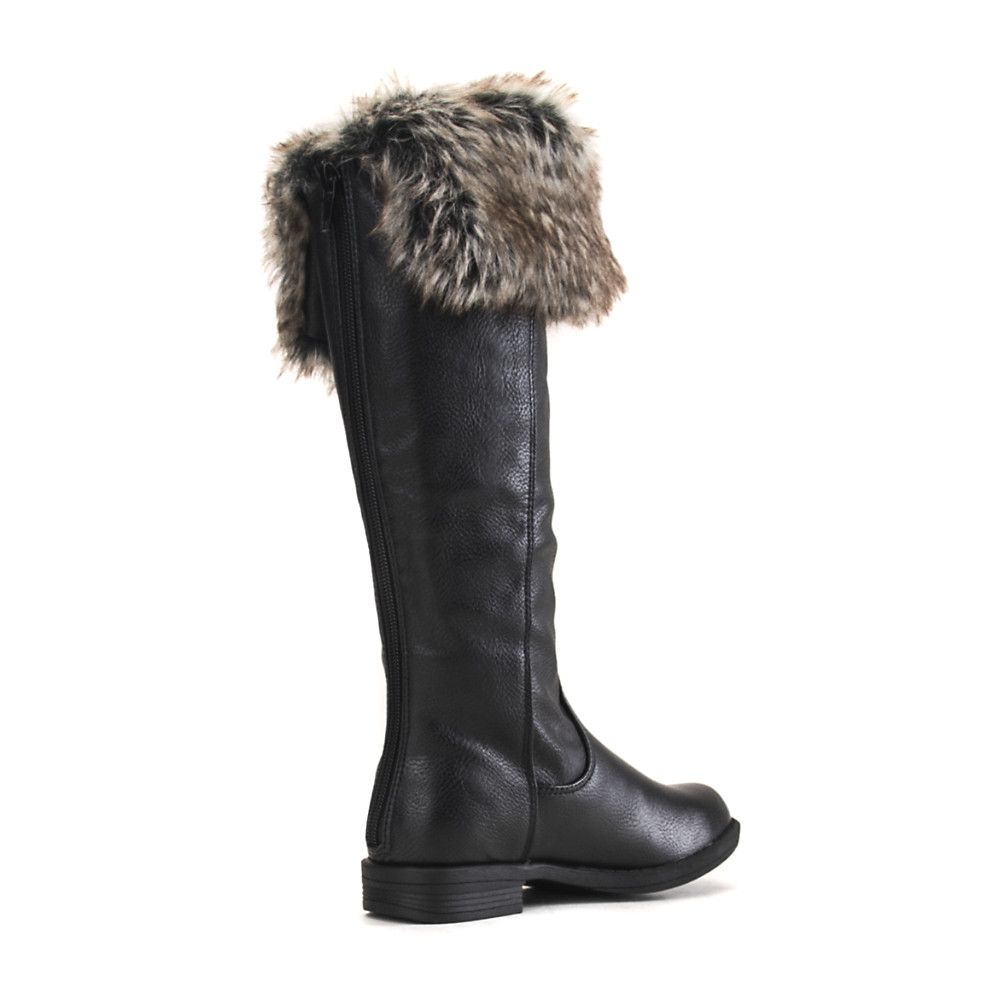 Kids Montesori-01K Fur Leather Boot BLACK