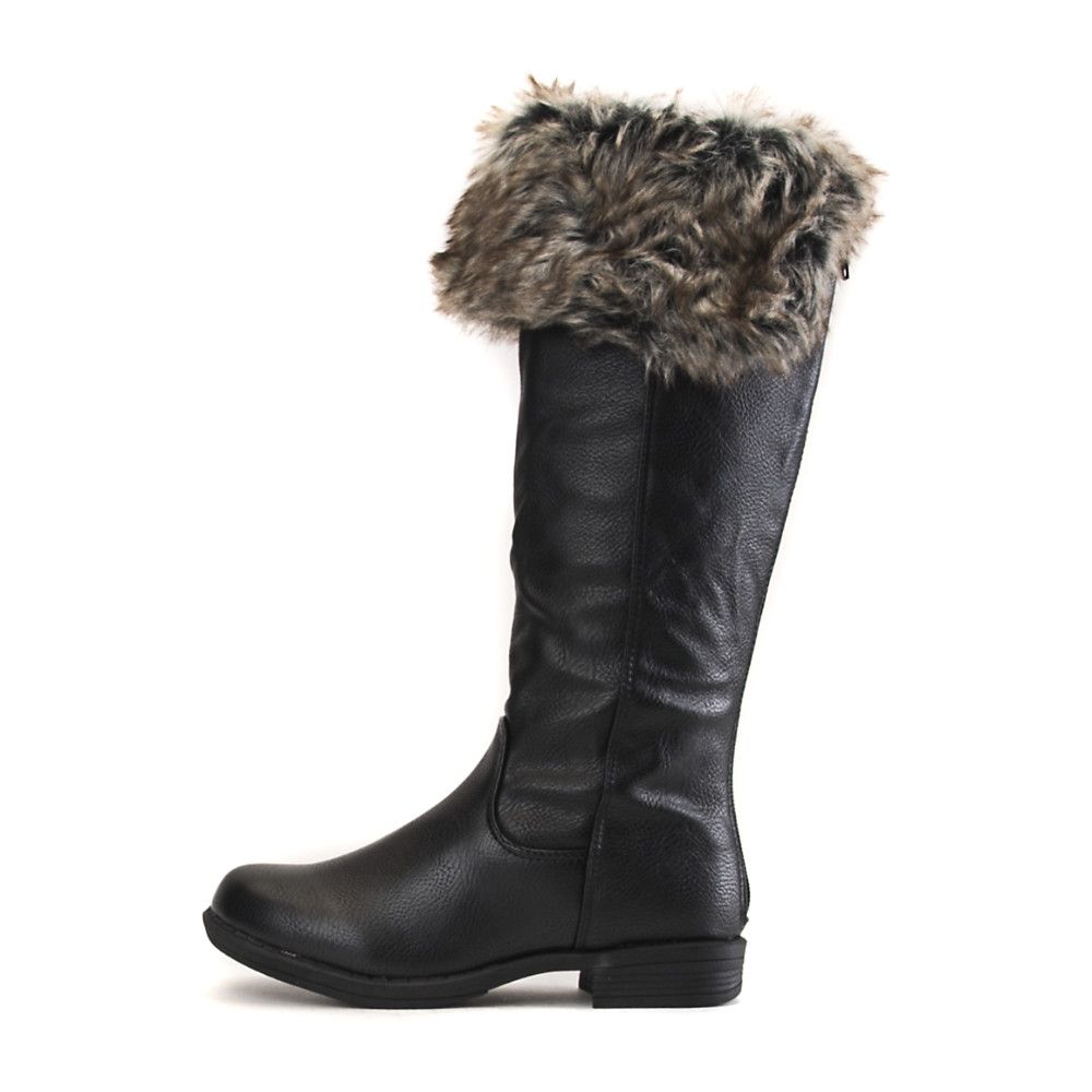 Kids Montesori-01K Fur Leather Boot BLACK 3 Kids Montesori-01K Fur Leather Boot BLACK