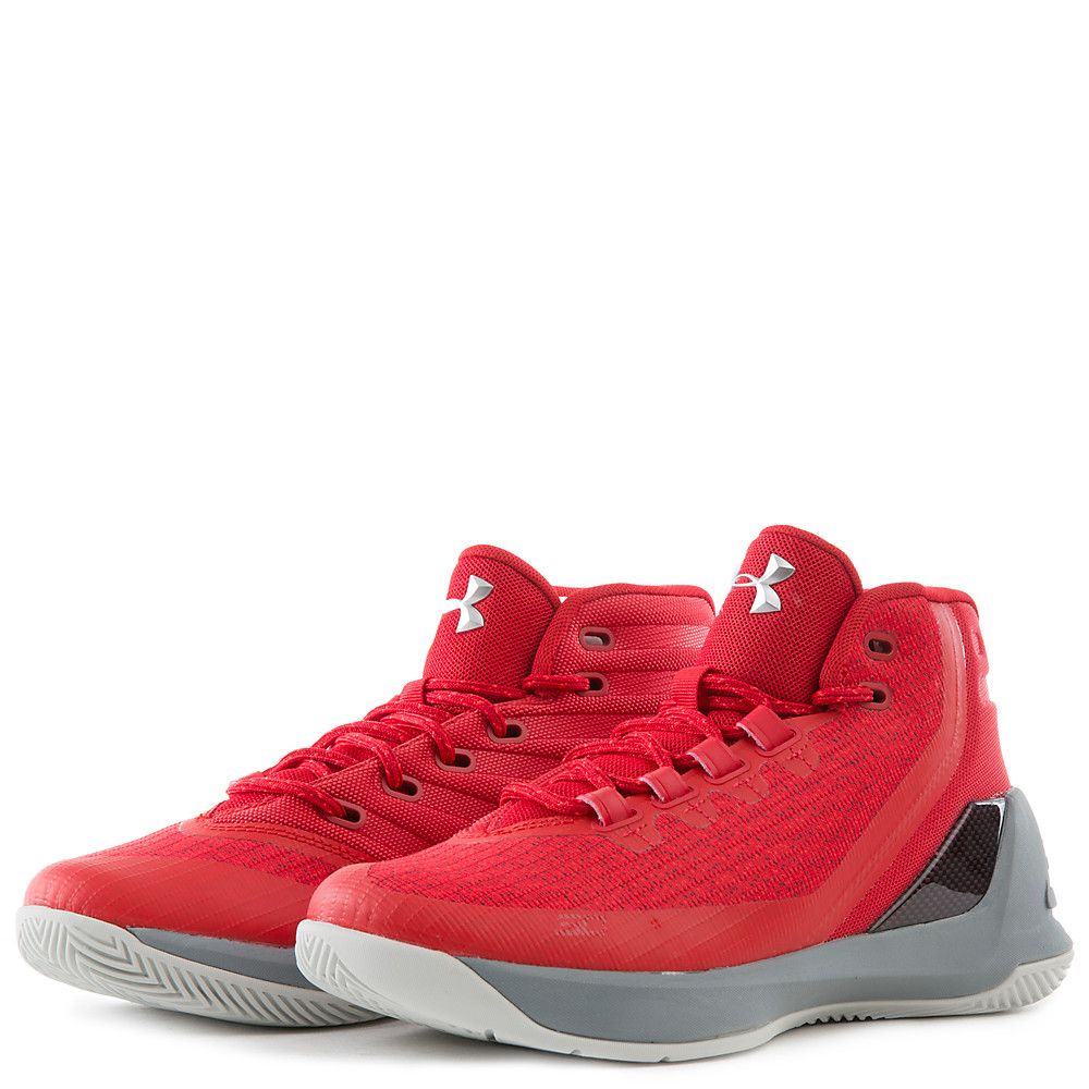 Junior's Curry 3 "Davidson" Sneaker Red/Grey/Silver 3 Junior's Curry 3 "Davidson" Sneaker Red/Grey/Silver