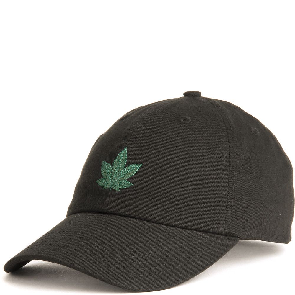 Men's Leaf Strapback Hat Black
