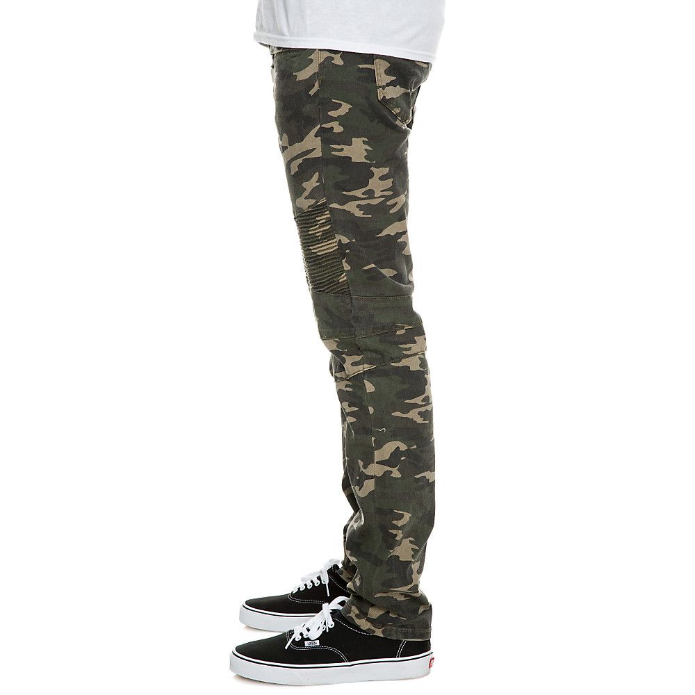 Men's Pleated Knee Jean Pants Camo