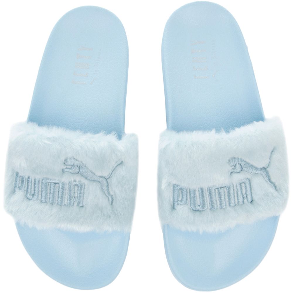 FENTY FUR SLIDES COOL BLUE- PUMA SILVER