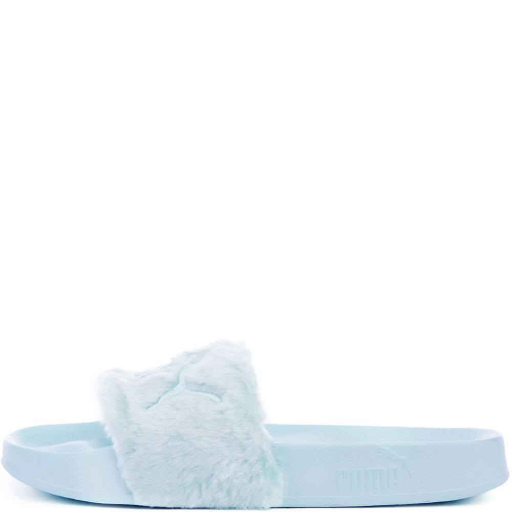 FENTY FUR SLIDES COOL BLUE- PUMA SILVER