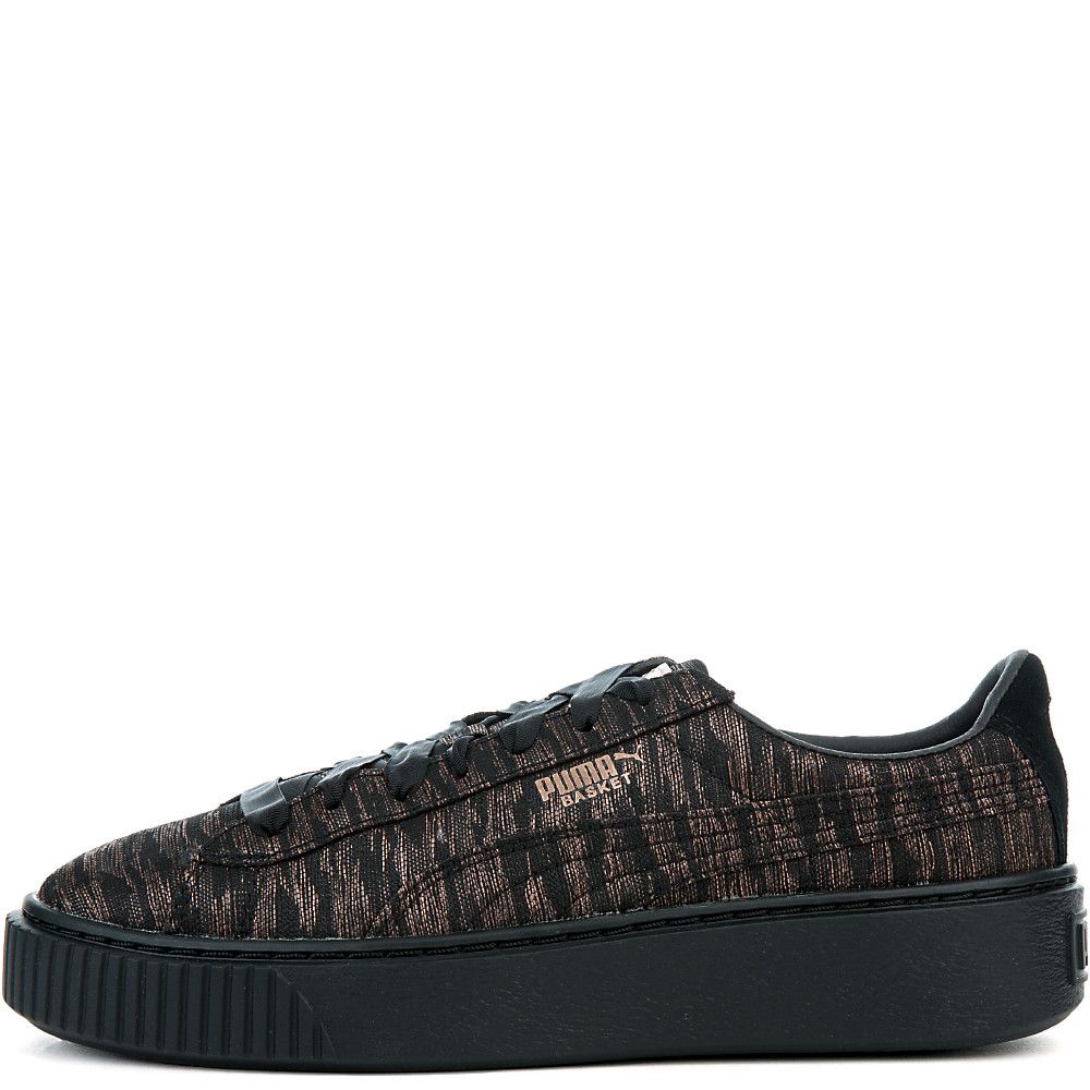 Women's Basket Platform Velvet Rope Sneaker PUMA BLACK