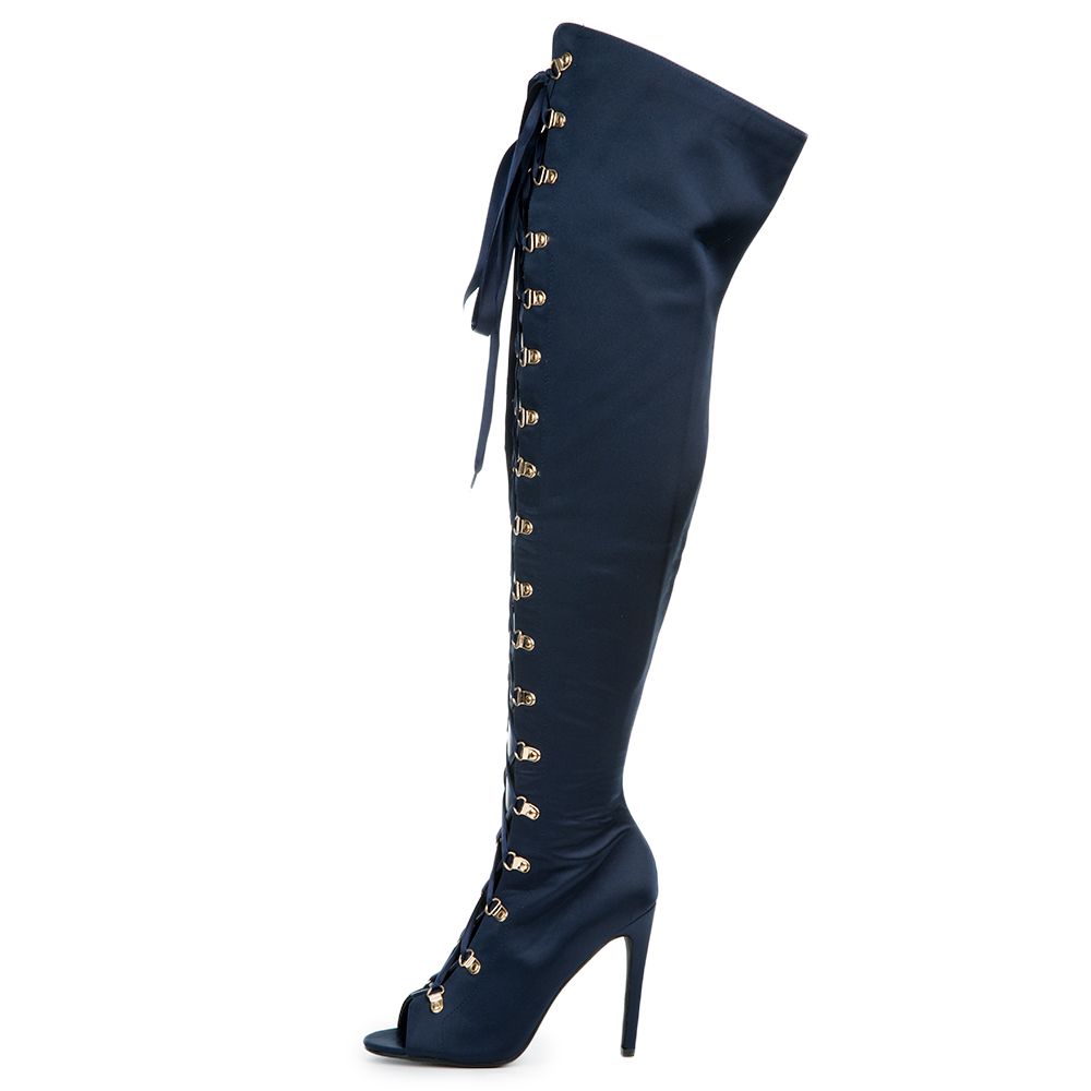 Cape Robbin Olga-26 Blue High Heel Boot Royal Blue