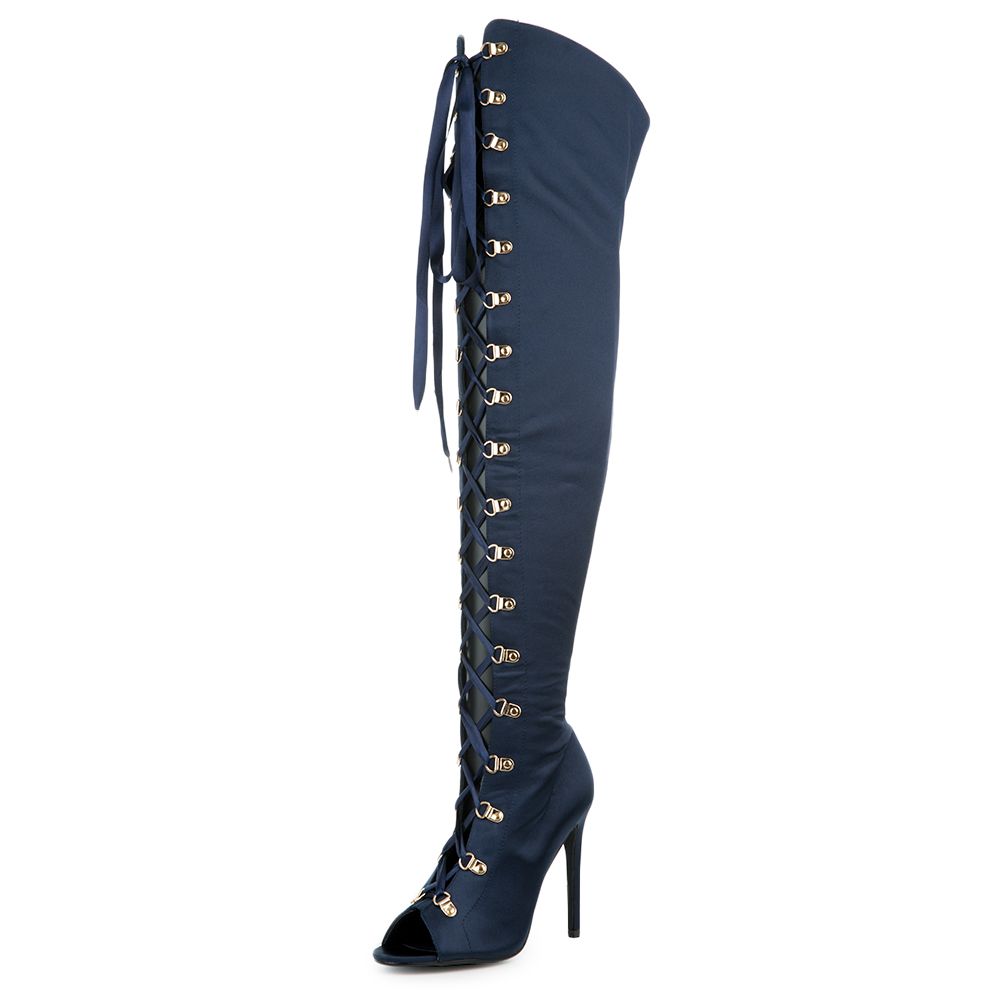 Cape Robbin Olga-26 Blue High Heel Boot Royal Blue 3 Cape Robbin Olga-26 Blue High Heel Boot Royal Blue