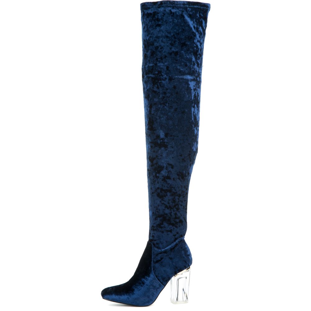 Cape Robbin Fay-15 Blue High Heel Boot Royal Blue