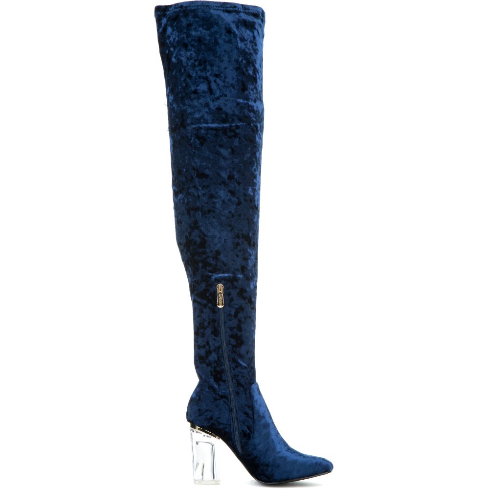 Cape Robbin Fay-15 Blue High Heel Boot Royal Blue