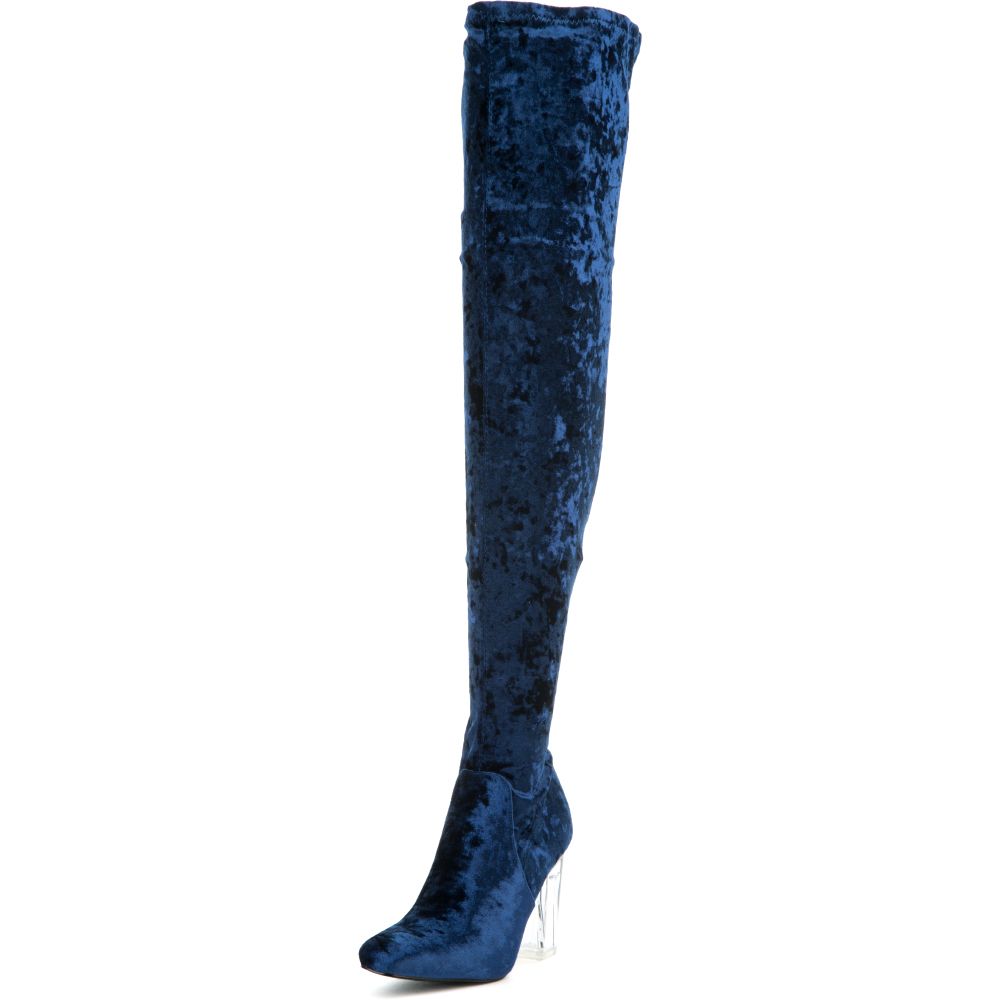 Cape Robbin Fay-15 Blue High Heel Boot Royal Blue 3 Cape Robbin Fay-15 Blue High Heel Boot Royal Blue
