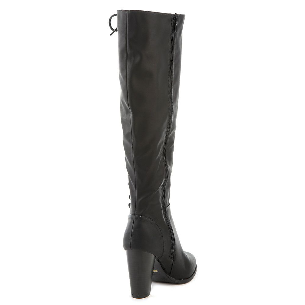 Cheek-08S Knee-High Lace-Up Boot Black 4 Cheek-08S Knee-High Lace-Up Boot Black
