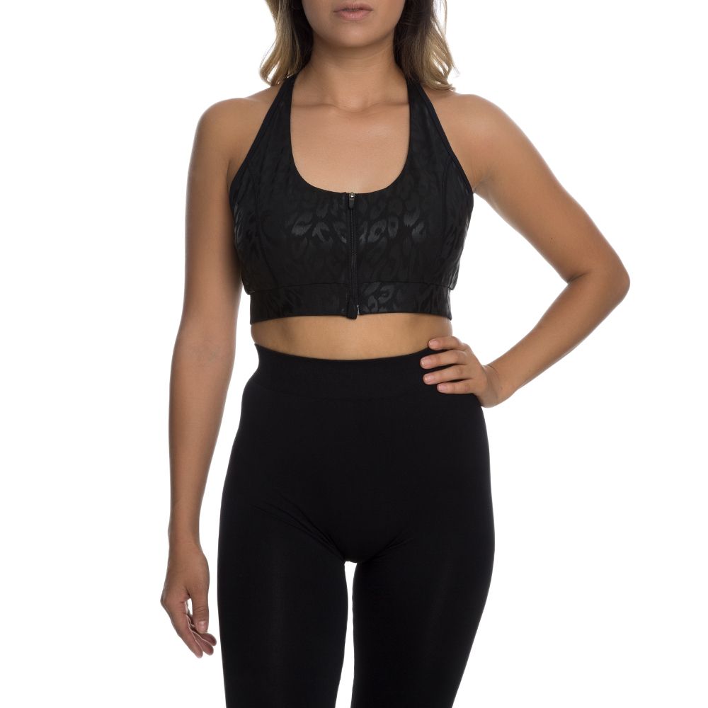 Zip Front Bra BLACK