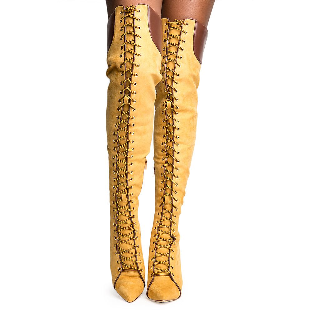 Million Lace Up Thigh High Boots Camel 5 Million Lace Up Thigh High Boots Camel