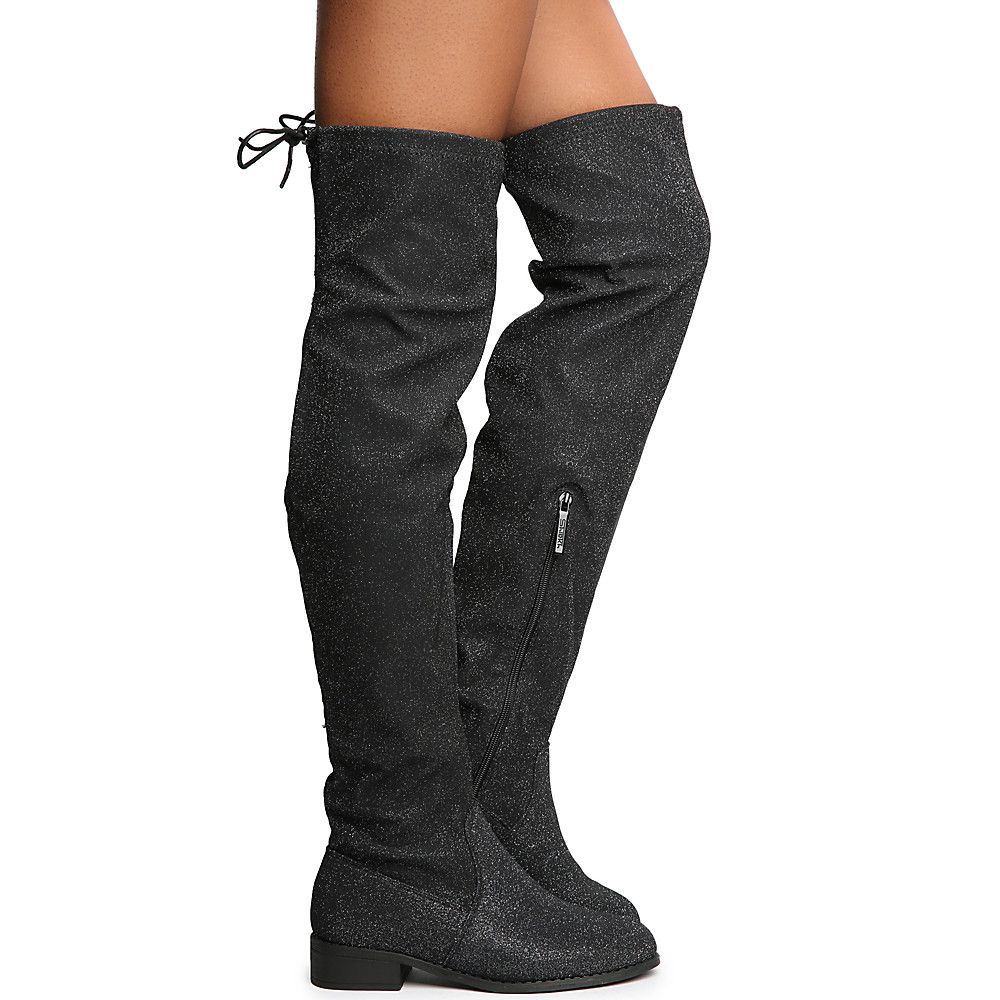 Olympia-14 Knee-High Boot BLACK GLITTER