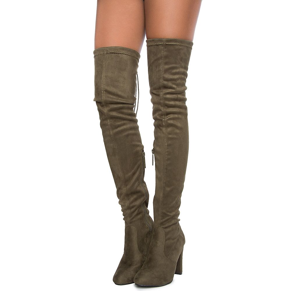 Eve-01 Over The Knee Boot Olive 3 Eve-01 Over The Knee Boot Olive
