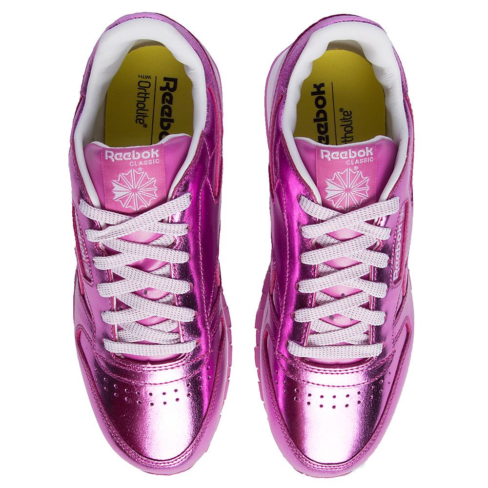 Juniors Classic Leather Metallic Sneaker CHARGED PINK/WHITE 6 Juniors Classic Leather Metallic Sneaker CHARGED PINK/WHITE