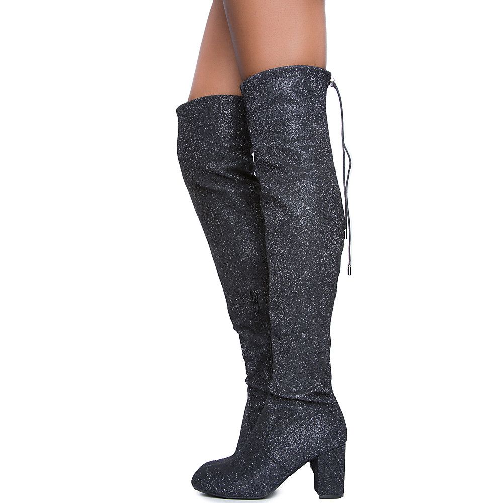 Bonita 02 Knee-High Boot BLACK GLITTER