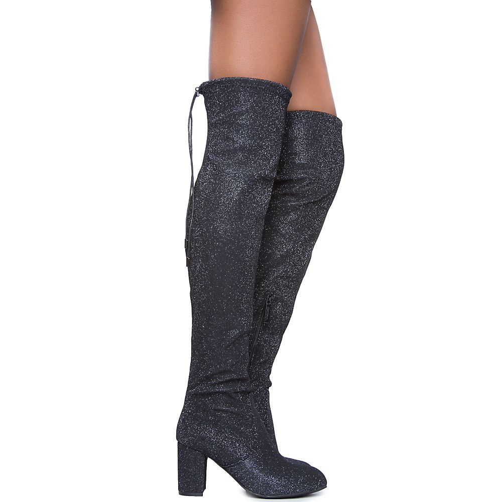 Bonita 02 Knee-High Boot BLACK GLITTER