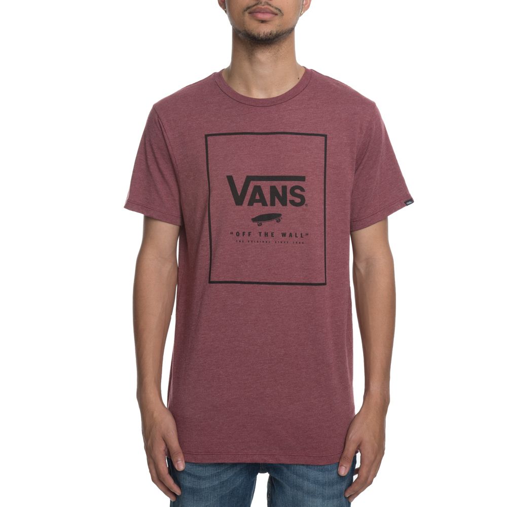 MEN'S VANS PRINT BOX TEE BURGUNDY