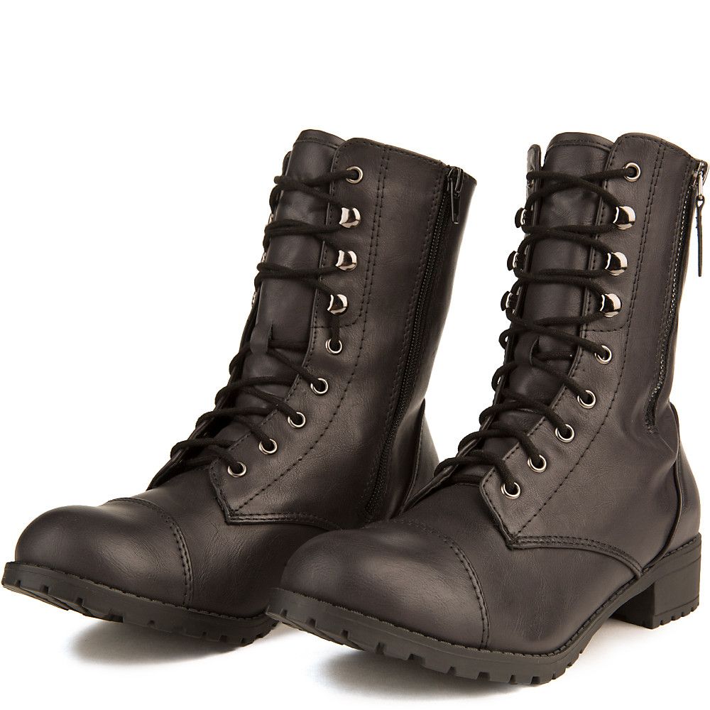Footer-S Lace-Up Combat Boot Black 3 Footer-S Lace-Up Combat Boot Black