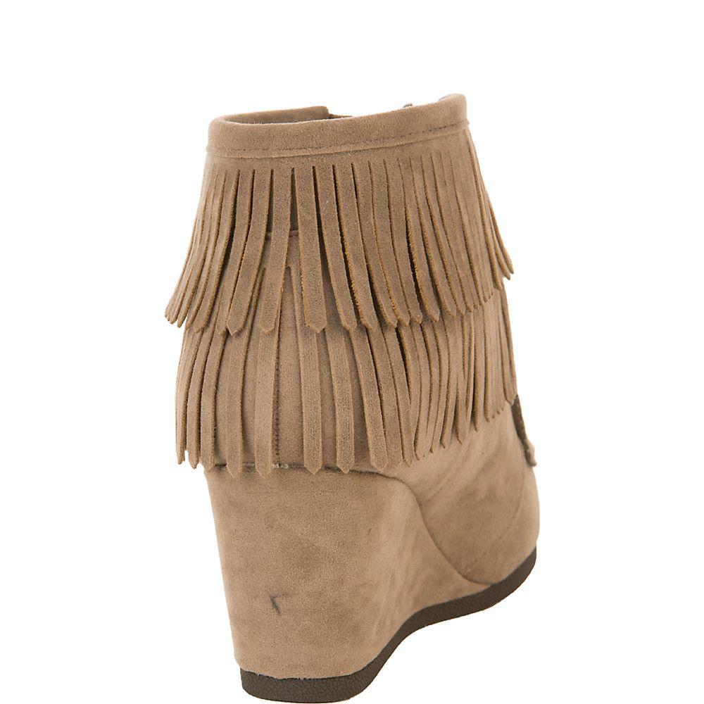 Inout-S Wedge Fringe Ankle Boot Light Taupe 4 Inout-S Wedge Fringe Ankle Boot Light Taupe