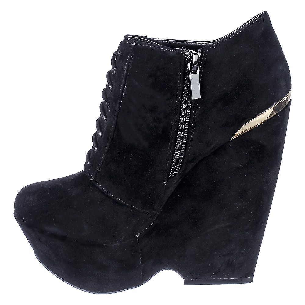Lace-Up Wedge Boot Porter-06 Black