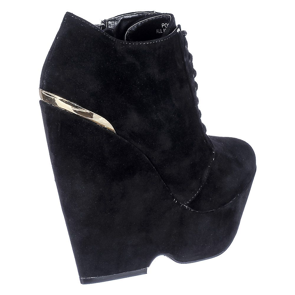 Lace-Up Wedge Boot Porter-06 Black 5 Lace-Up Wedge Boot Porter-06 Black