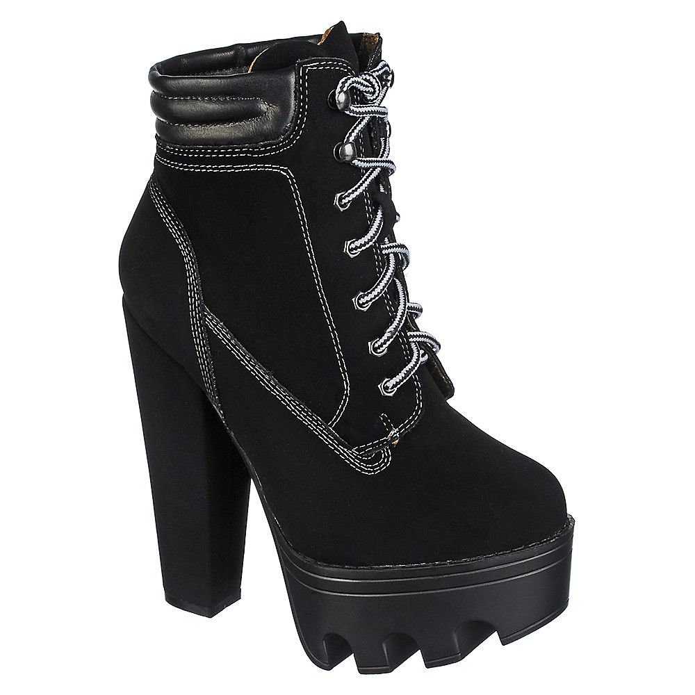 Platform Lace-Up Boot Vive-11 Black 3 Platform Lace-Up Boot Vive-11 Black