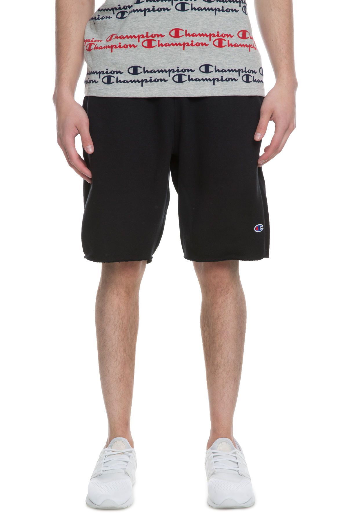 The Reverse Weave Cut off Fleece short in Black Black