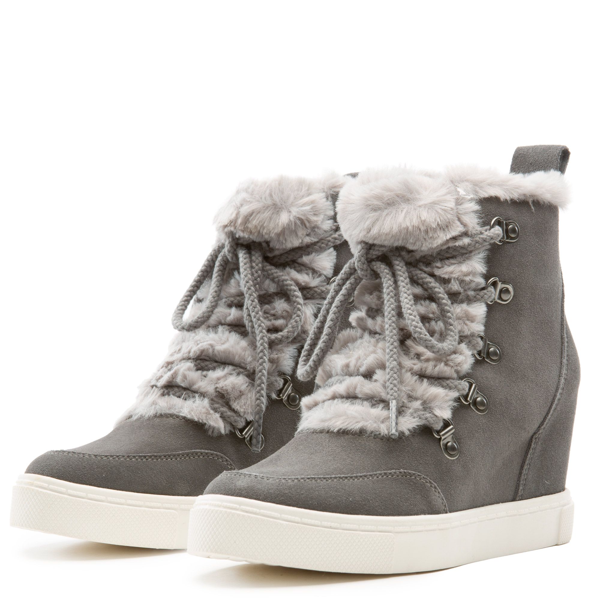 Lift Fur Casual Wedge Sneaker Grey 11 Lift Fur Casual Wedge Sneaker Grey