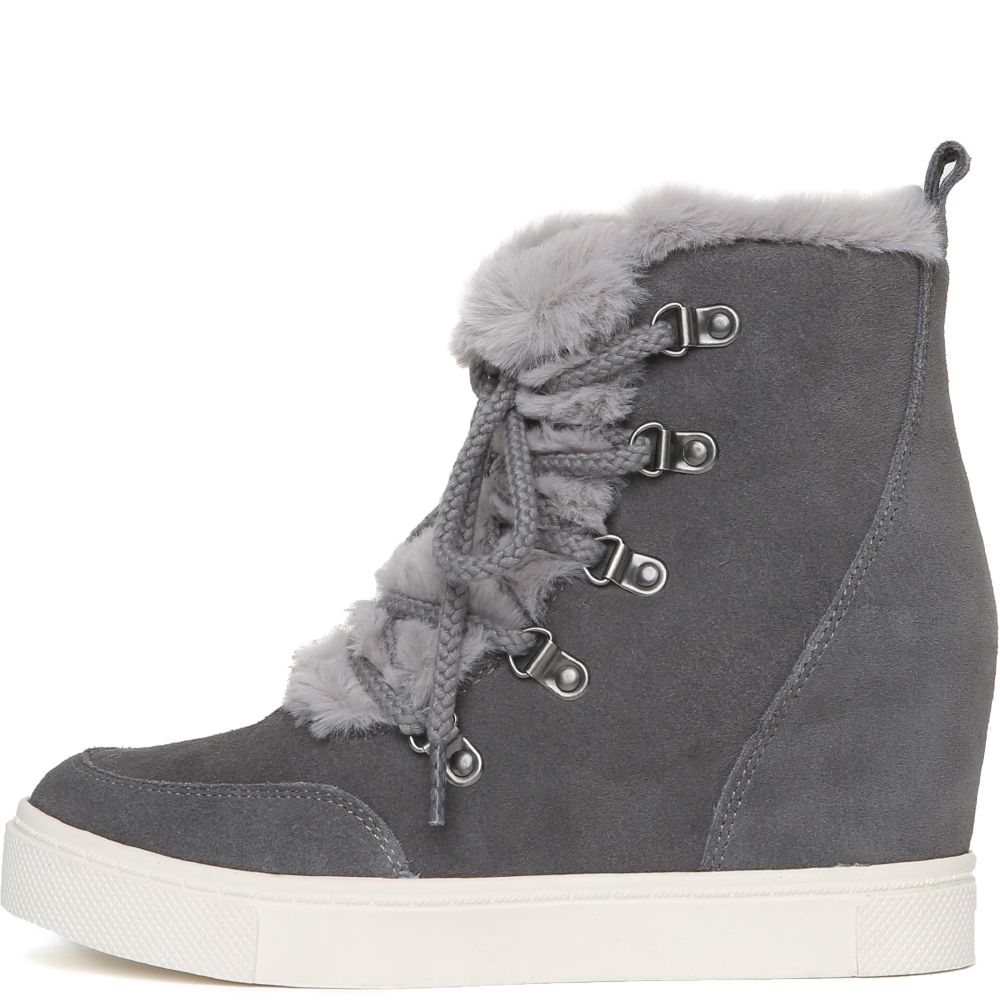 Lift Fur Casual Wedge Sneaker Grey