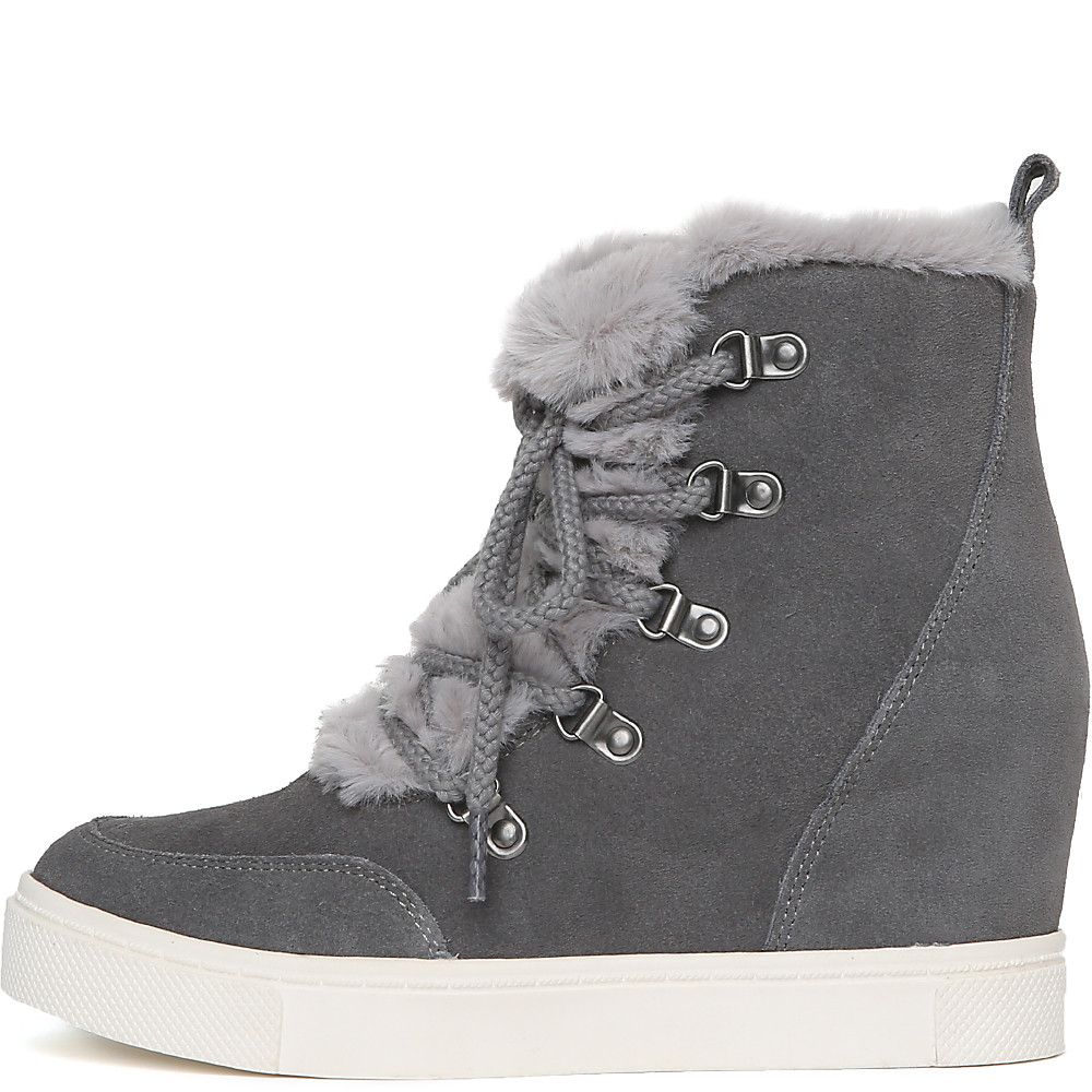 Lift Fur Casual Wedge Sneaker Grey 3 Lift Fur Casual Wedge Sneaker Grey