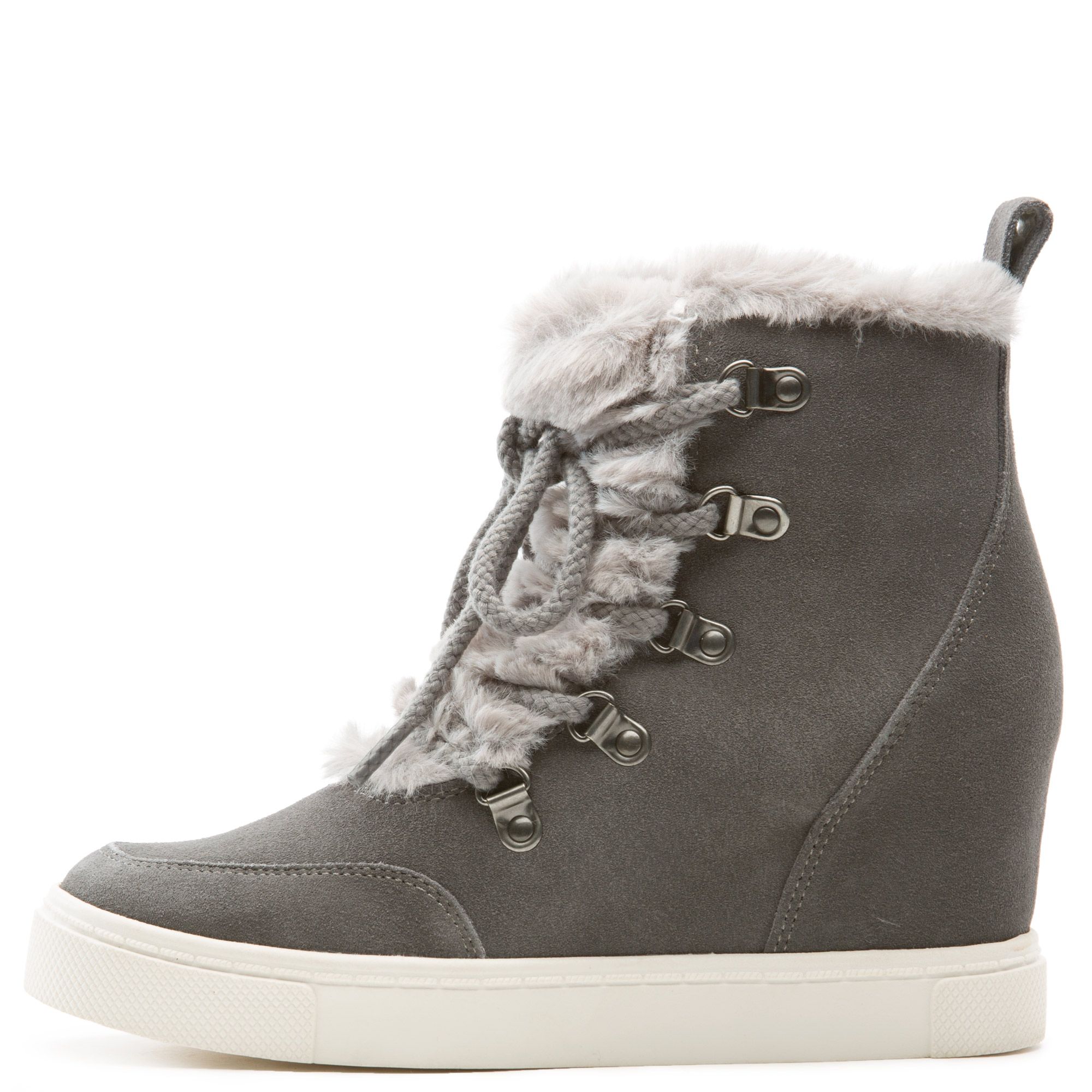 Lift Fur Casual Wedge Sneaker Grey 4 Lift Fur Casual Wedge Sneaker Grey
