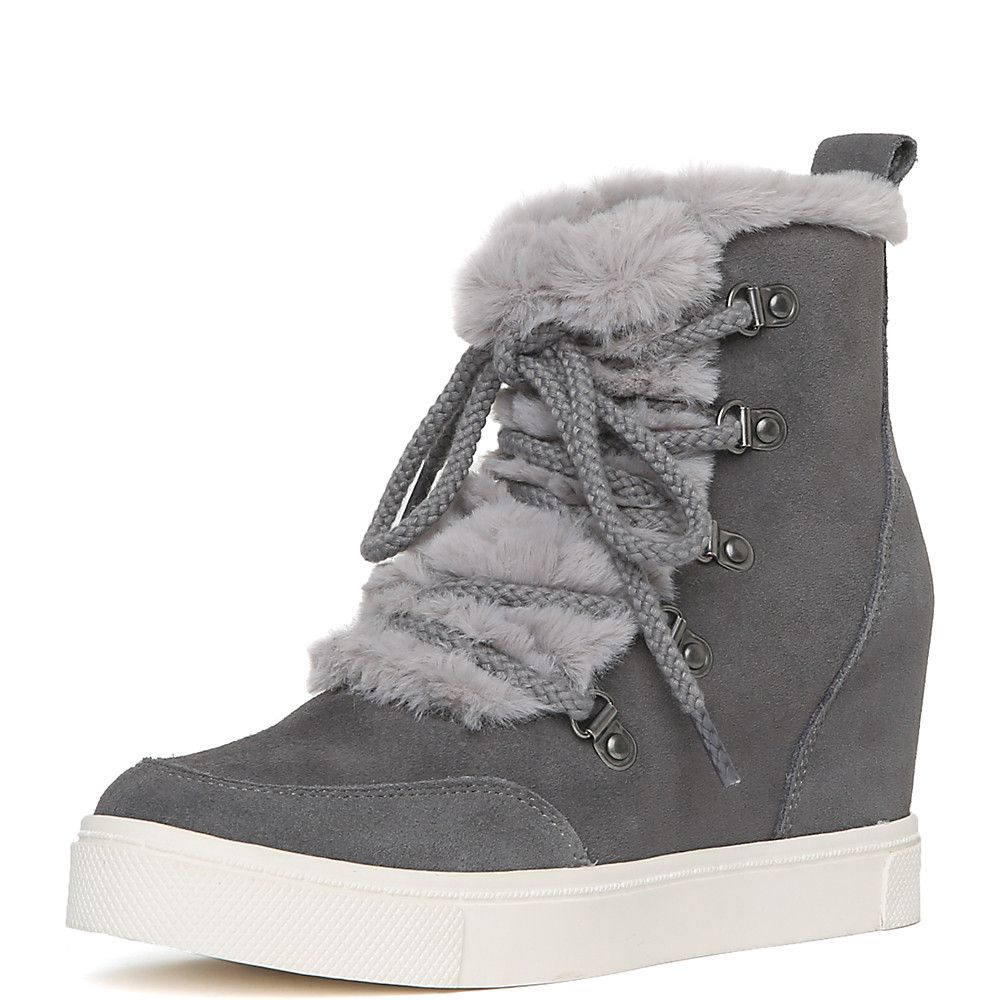 Lift Fur Casual Wedge Sneaker Grey 8 Lift Fur Casual Wedge Sneaker Grey