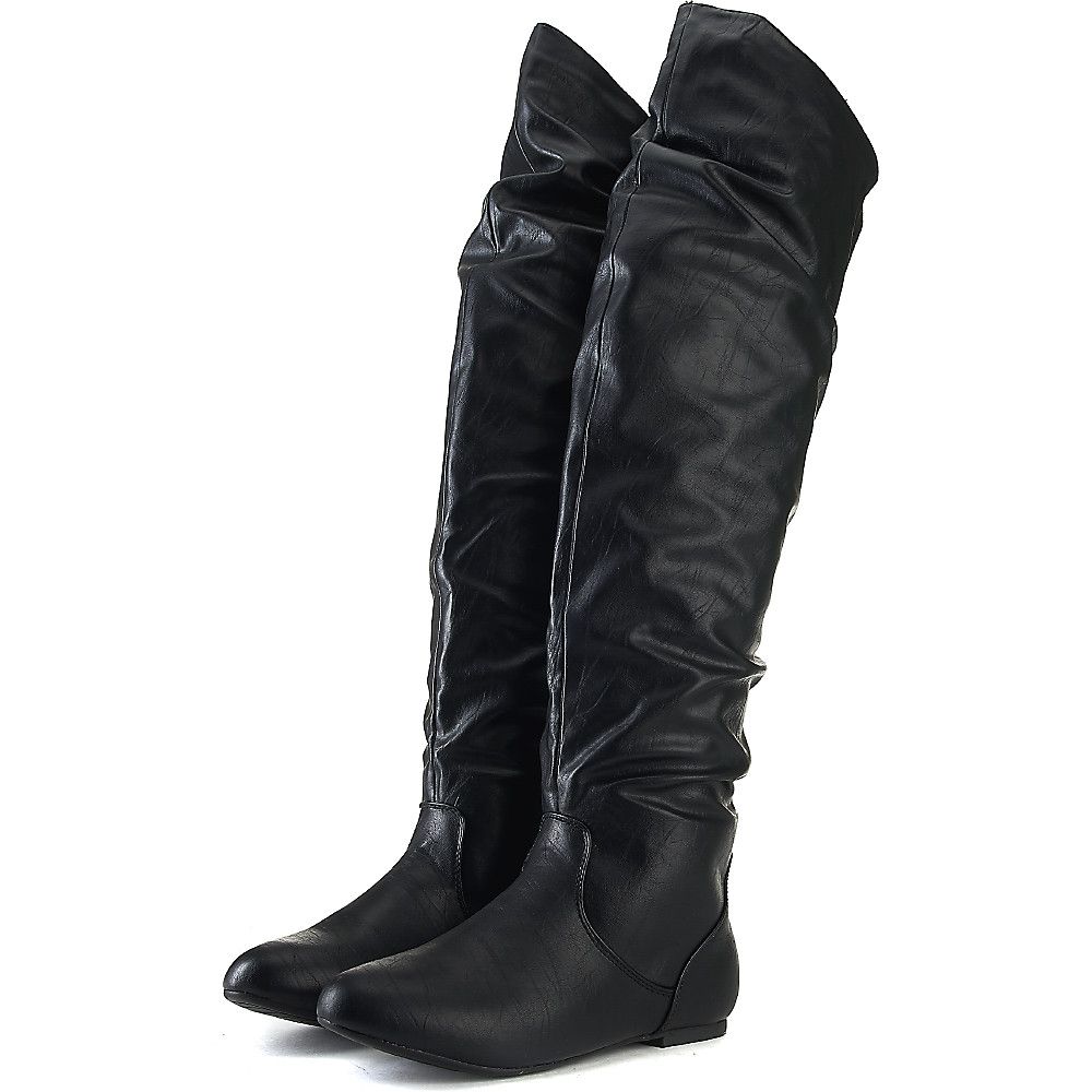 Vickie HI Knee-High Pocket Boot Black Black