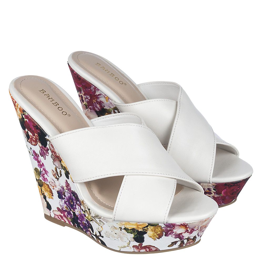 Booth-22 Cross Band Wedges White 3 Booth-22 Cross Band Wedges White